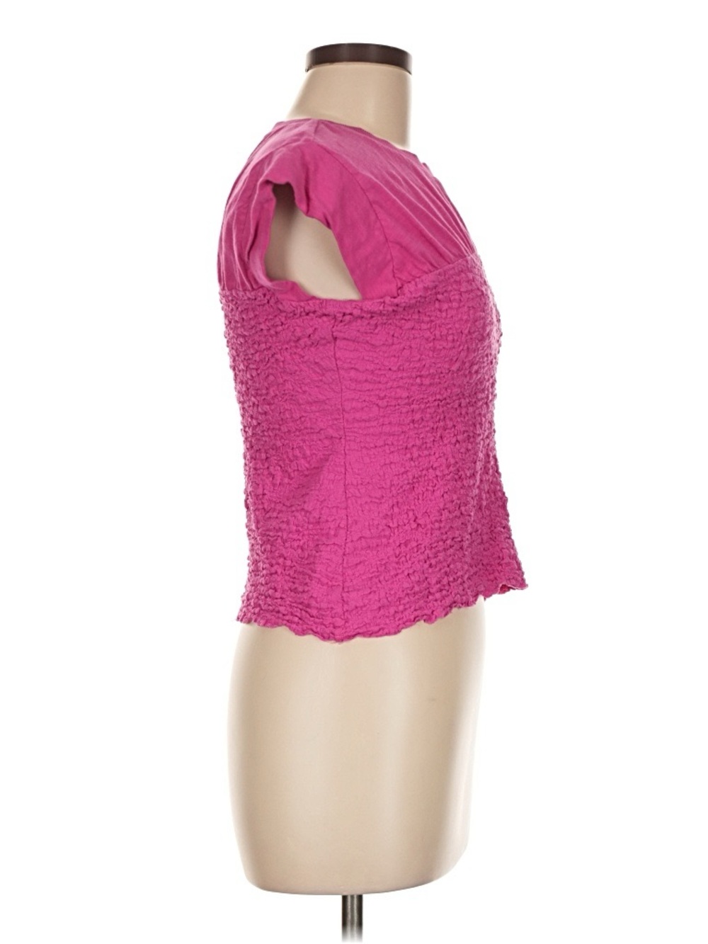 Maeve Smocked Short Sleeve Top - Fuchsia - Picture 3 of 7